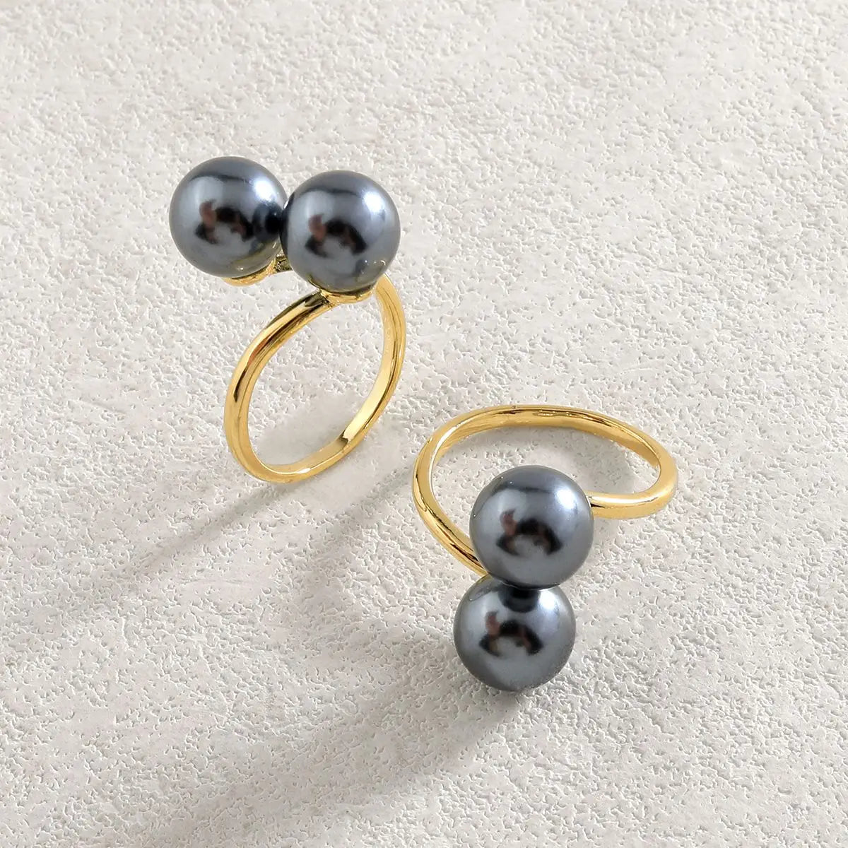 Hawaiian Jewelry Wholesale Hawaii Double Pearl Adjustable Minimalist Jewelry 18k Gold Plated Rings for Women Wholesale
