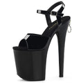 Black Thin Heel 20 cm Fish Mouth Leakage Toe Strip Dance Pole Dance High Heels Gothic Ultra-high HEELS SANDALS