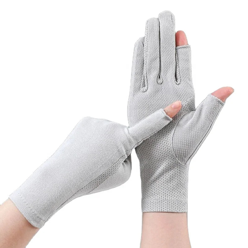 Women Fashion Casual Breathable Summer Solid Color Driving Gloves Lightweight Antislip UV Sun Protection Cycling Outdoor