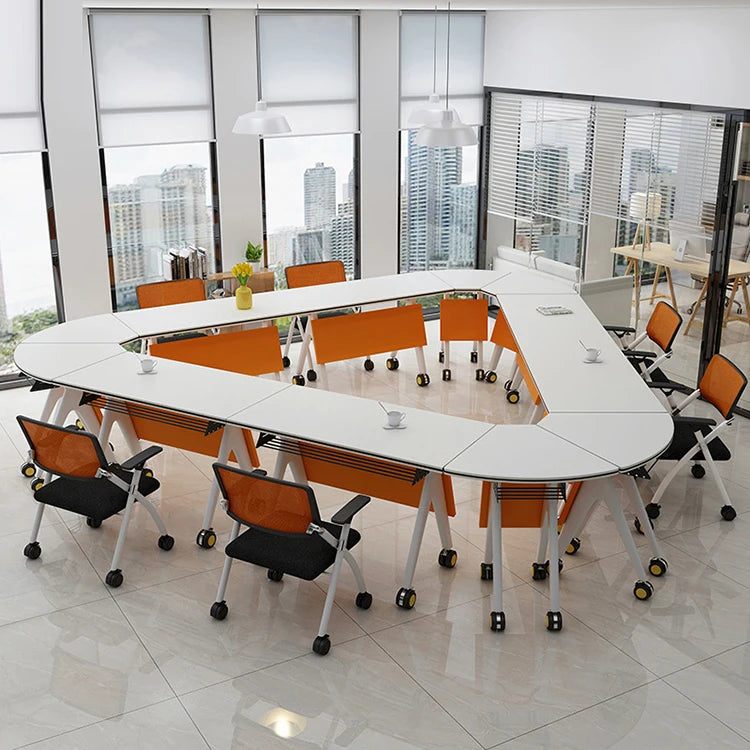 Modern Free Splicing Assembly Folding Conference Table Chairs Set for Office School Counseling Negotiation Durable MDF Material