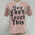 Fashion Pima Cotton Round Neck Short Sleeve Ladies Sequin Tee Shirts Custom Lettering Sequin Logo Women Knitting T Shirts