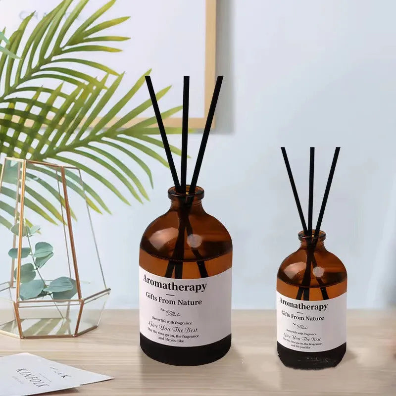 Factory 100ml Amber Reed Diffuser Bottles Essential Oils Simple Round Empty Reed Diffuser Bottle with Gift Box