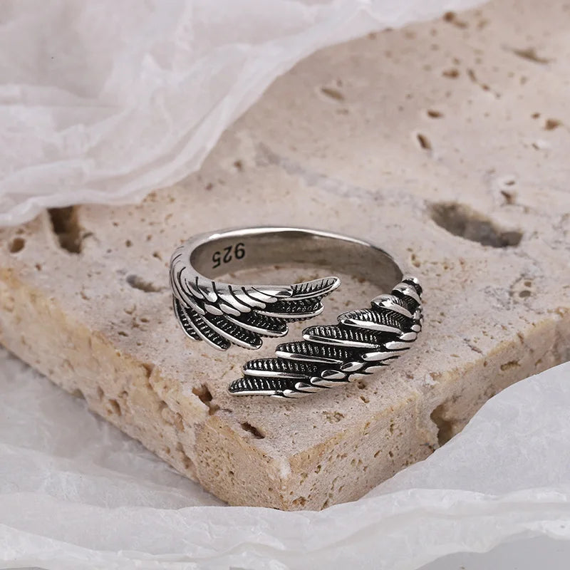 Handmade Retro Finger Rings Fashion Adjustable Jewelry Rings Aesthetic Personality Leaf Silver Rings