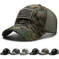 Custom Flag Logo Applique Embroidery Sporty USA Camo Canvas Trucker Hat High Quality Breathable 6 Panel Blank 100% Cotton