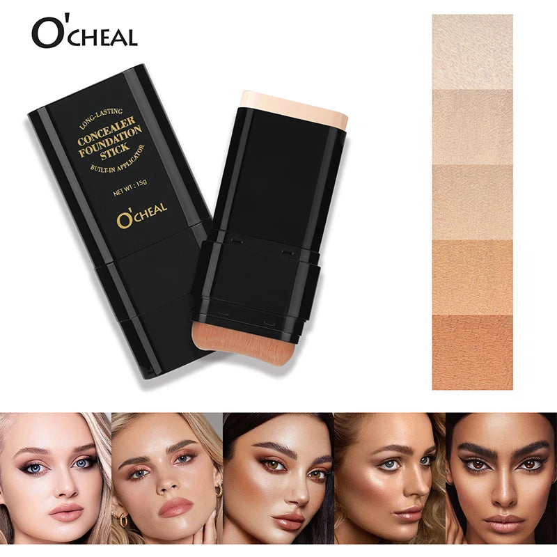 Foundation Stick Face Makeup Waterproof Nature Full Coverage Concealer Foundation with Brush