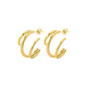 Fashion Simple Jewelry Stainless Steel Gold Plated Multi Layer C-Shaped Hoop Earrings