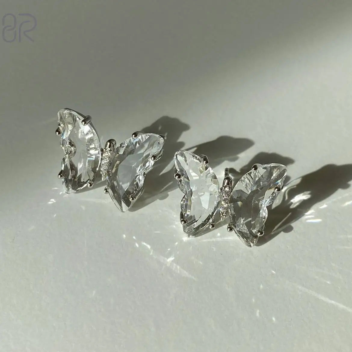 Custom Moissanite Stud Earrings Luxury Fancy Ins Hot Sells Butterfly Diamond Trillion Cut 925 Silver VVS Earring Stud Women