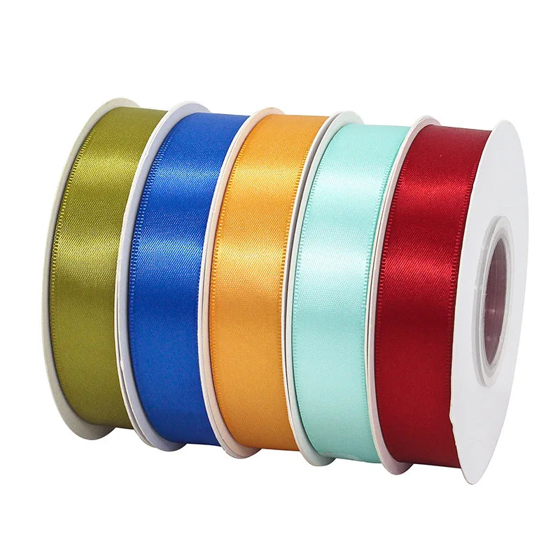 Factory Wholesale 3/4 Inch Double Face Pastel Satin Ribbon Decorative Polyester Fabric Solid Roll Pattern for Hair Gift