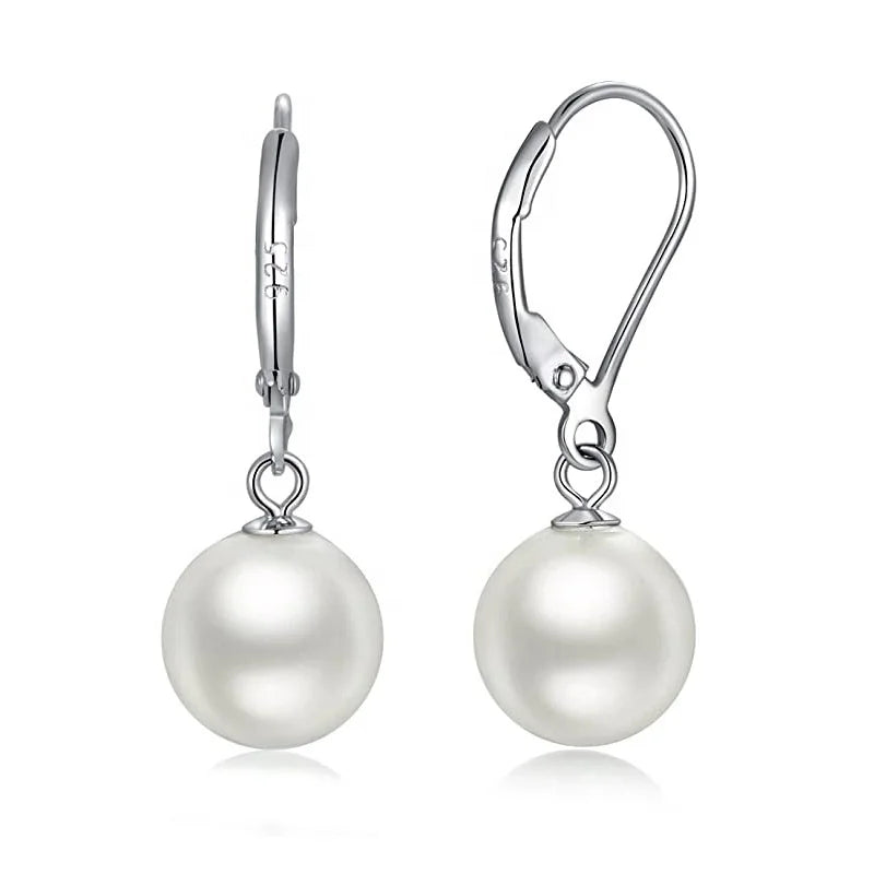 Handmade 925 Sterling Silver Modern Design Clip-On Freshwater Pearl Pendant Earrings Classic Style Wedding Party Gift