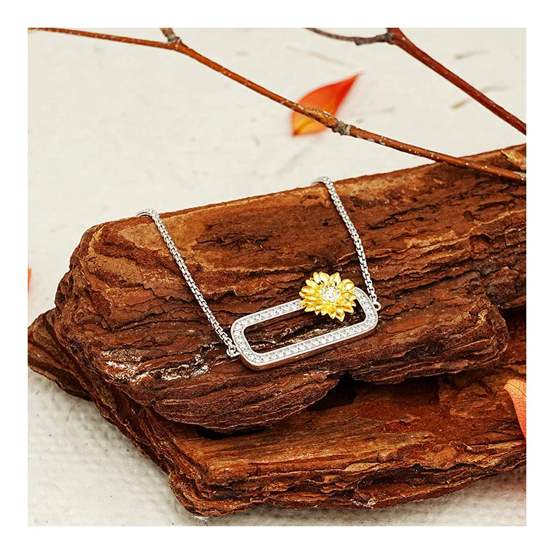 Free Design Bracelet Girls S925 Sterling Silver Electroplated Sunflower Bracelet