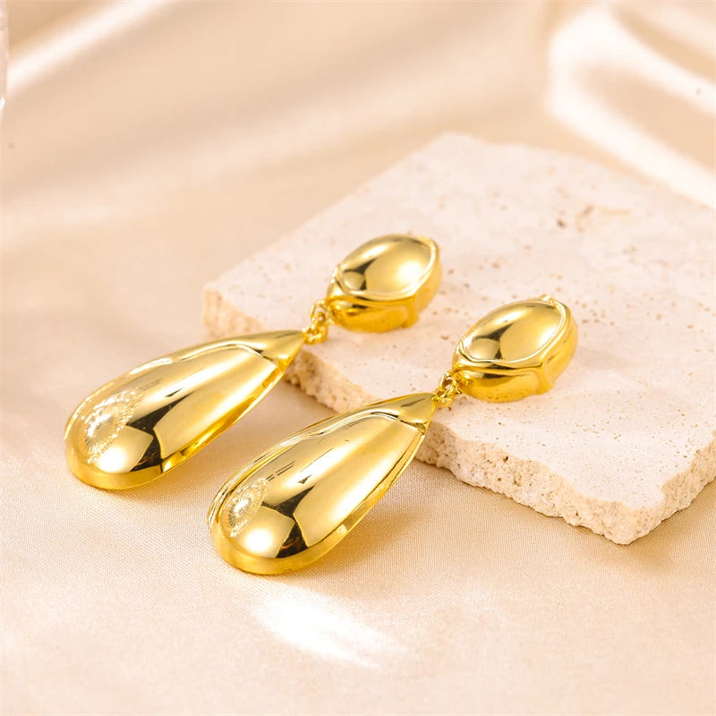 2023 New 18K Gold Plated Stainless Steel Earrings Drop Teardrop Pendant Earrings