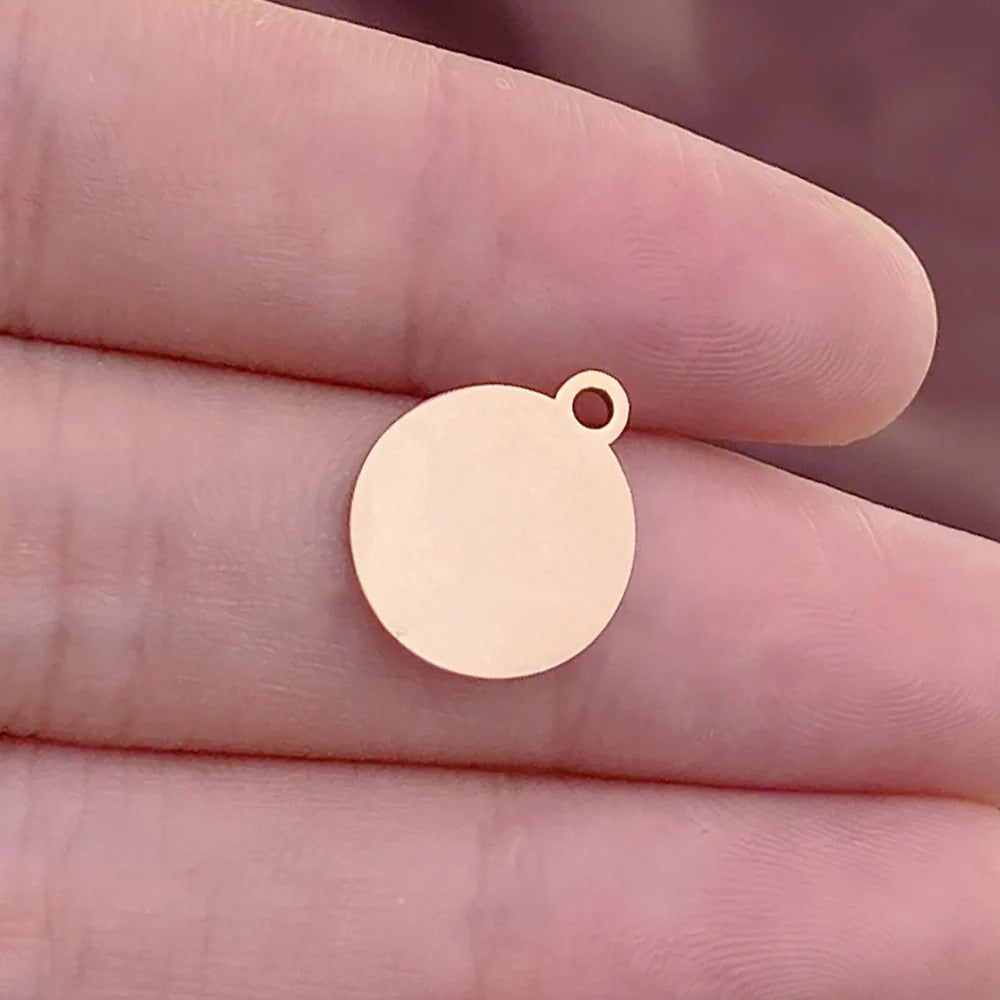 DIY High Polished 12x15mm Wafer Tag Pendant Charms Stainless Steel Mirror Polished Blank Disc Charms