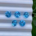 Round 4.0mm~10.0mm Faceted Good Quality  Real Gemstone Blue Stone Jewelry Setting Natural Swiss Blue Topaz