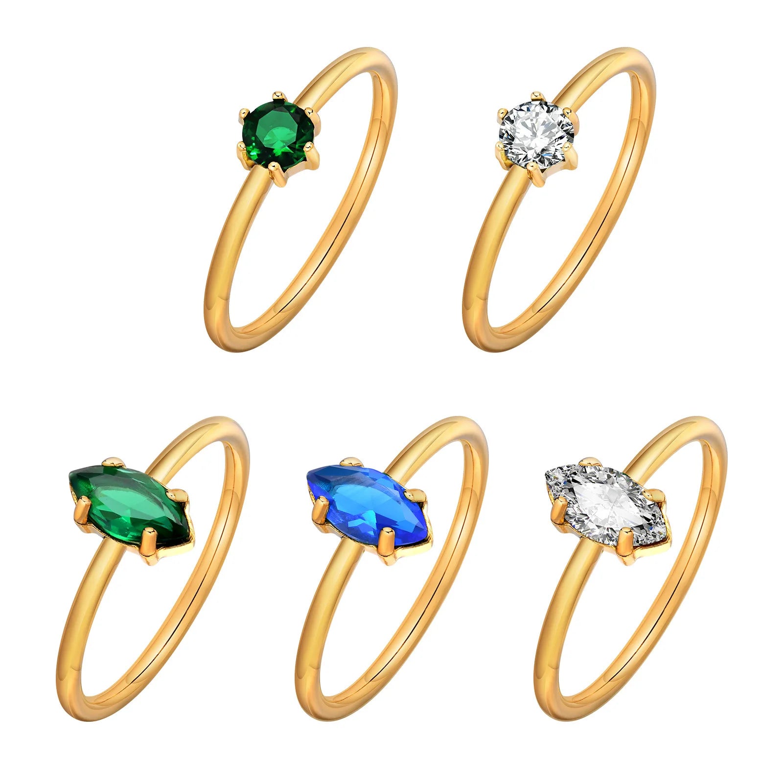 Minimalist New Designer Stainless Steel CZ Inlaid Moissanite Gemstone Emerald Ring for Women Finger Jewelry RC-628
