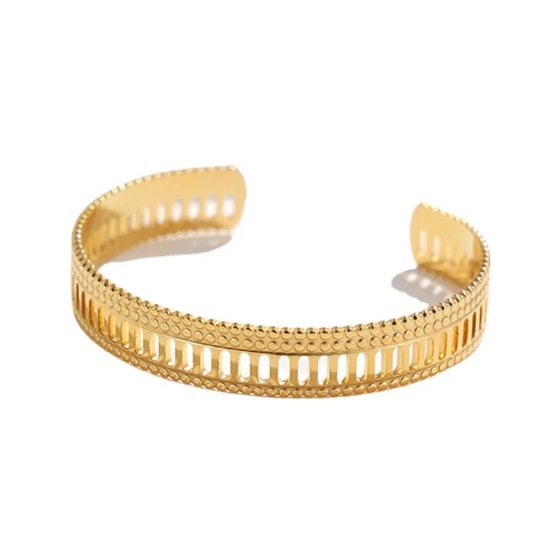 European and American Design Stainless Steel Bracelets Fashionable Adjustable Hollow Bracelets for Women