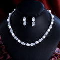 Dainty Leaf Shape Necklace and Earrings Cubic Zircon Imitation Pearl Bridal Jewelry Set for Women Wedding Gifts