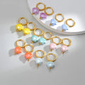 Simple Versatile Stainless Steel 18k Gold Plated Candy Colored Shell Shape Earrings YF6102