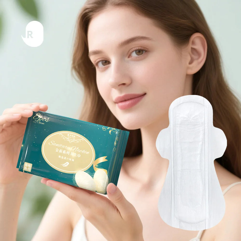 Wholesale Ultra-Thin 245mm Disposable Female Sanitary Napkin 8pcs/Pack Cotton  Winged Pattern Free Samples