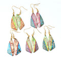 Hawaii Beach Jewelry Sediment Stone Geometry Earring Stainless Steel with 18k Stone Triangle Earring