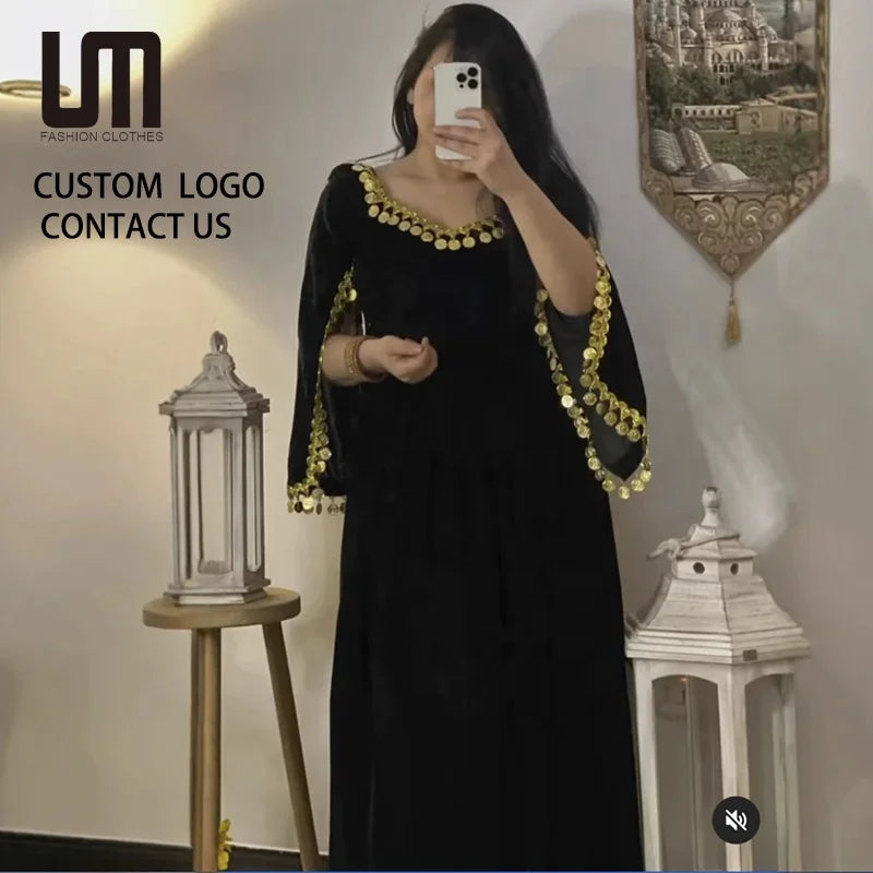 Women's High Waist Summer Dress - Elegant Square Collar Loose Fit Evening Dress (Half Sleeve Sequins Solid Color Party Dress)
