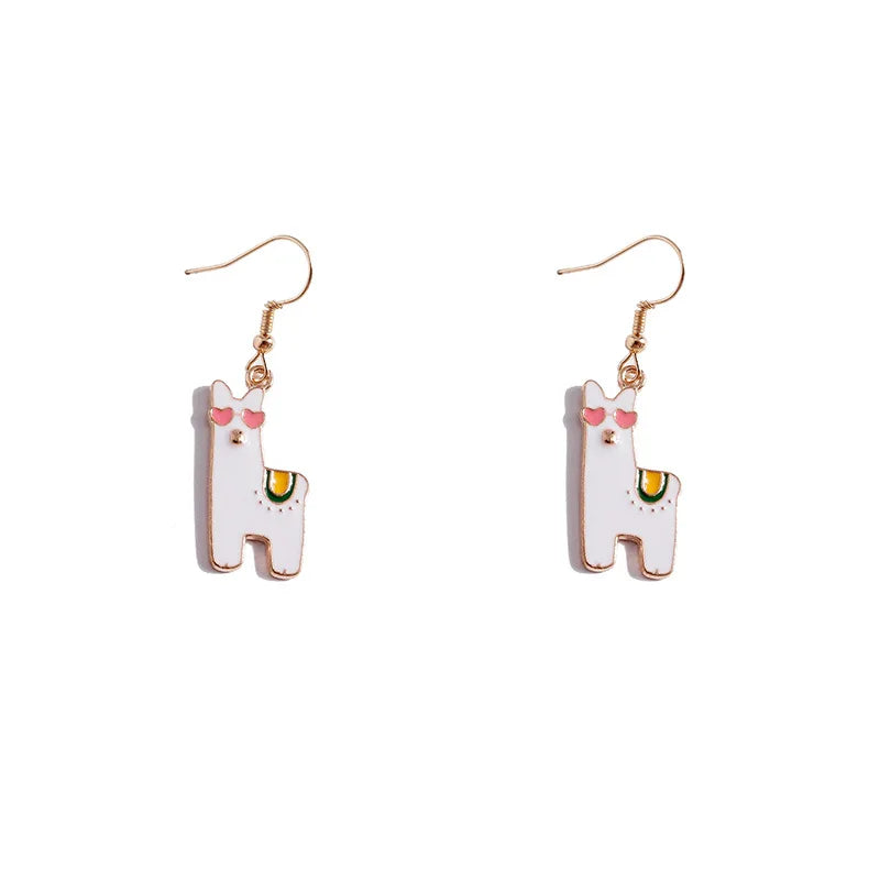 2025 Crystal New Arrival Cartoon Cute Peach Heart Earrings Animal Alpaca Accessories Scenic Spot Souvenir Earring