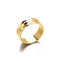 Chihang 18K Gold Stainless Steel Men's Engagement Ring 8MM Wide Hammered Stria Titanium Steel Open 8MM Finger Jewelry