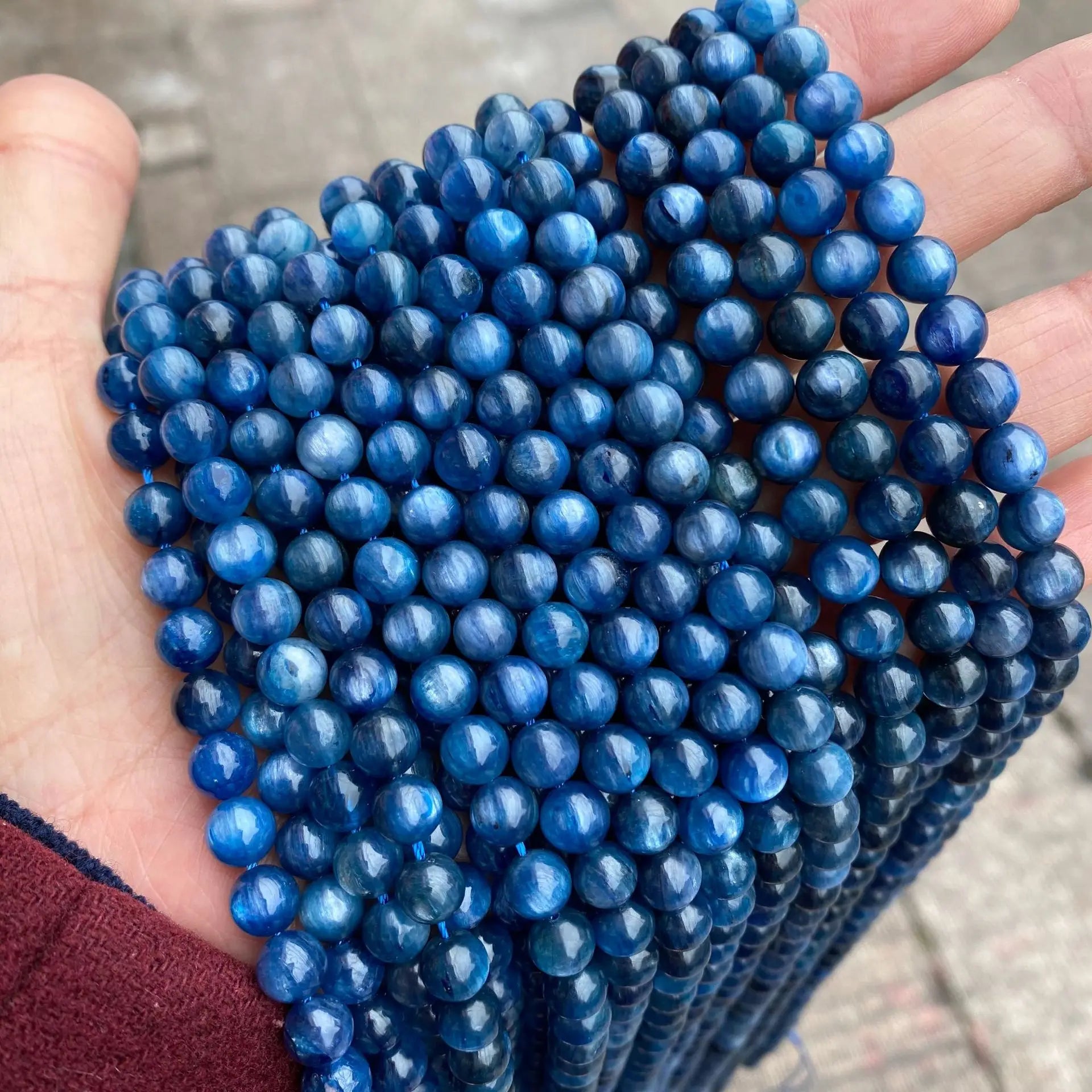 Birthstone Bead Gemstone Bangles Healing Wholesale Real Blue Stone Loose Jewelry Making Beads Kyanite
