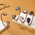 Rough Natural Crystal Open Cuff Bangle Vintage Brass Twisted Wire Raw Stone Bangle for Women Jewelry