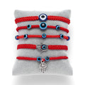 Handmade Adjustable String Red Silk String Charm Fatima Hand Blue Turkish Evil Eye Bracelet Jewelry for Women