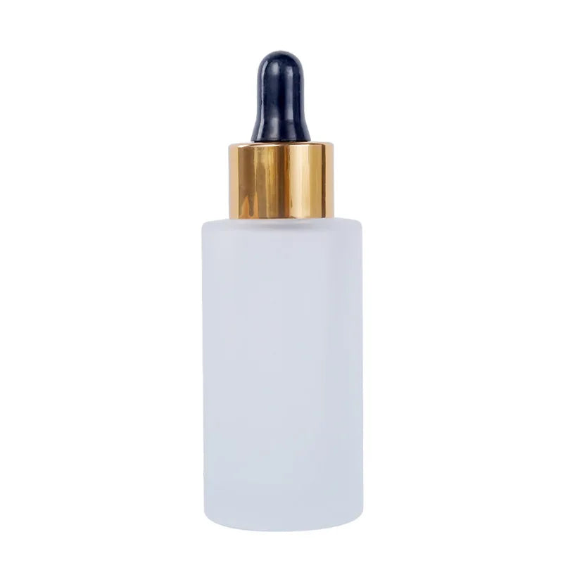 Transparent Original Drop Tube Cylindrical Glass Bottle 30ml Scrub Essence Sub-bottling 50ml Flat Shoulder Essential Oil Bottle