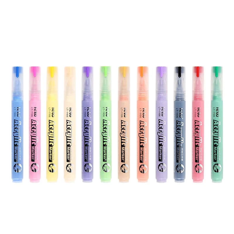 Leto 12 Colors Permanent DIY Craft Water-Based Acrylic Paint Marker Pen with Cd Ink Bright Colors