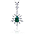 New Fashion Pear Shaped Cultivated Emerald Zambian S925 Silver Platinum Plated 0.73ct Necklace Vintage love Gift
