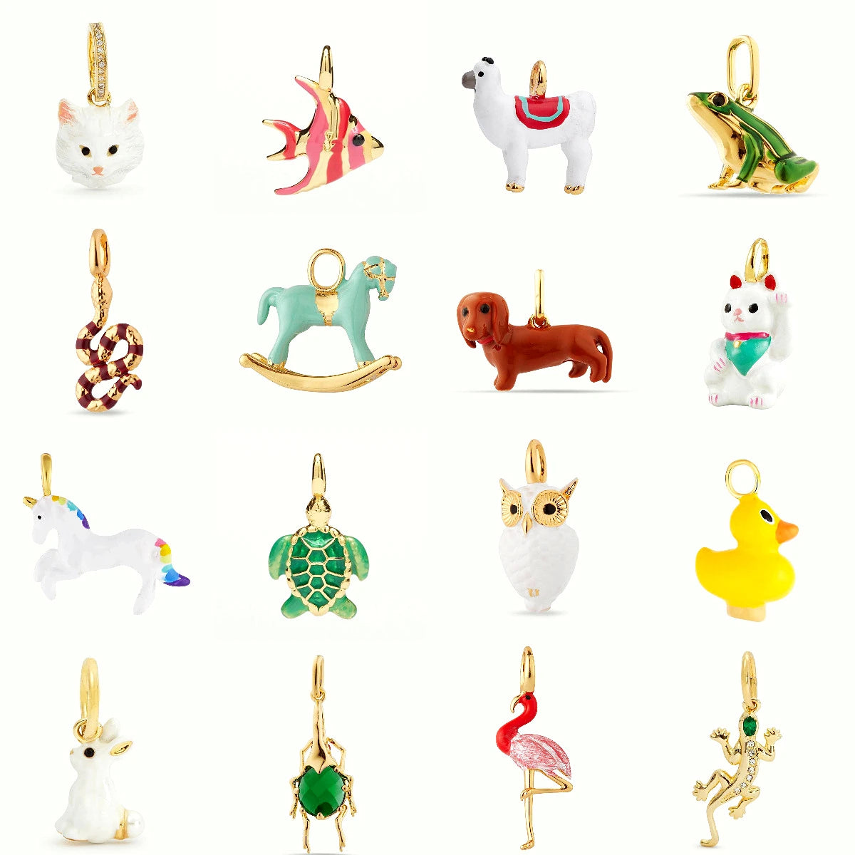 Diy Necklace Bracelet Accessories Copper Gold Plated Geometric Everyday Animals Colorful Necklace Pendant for Jewelry Making