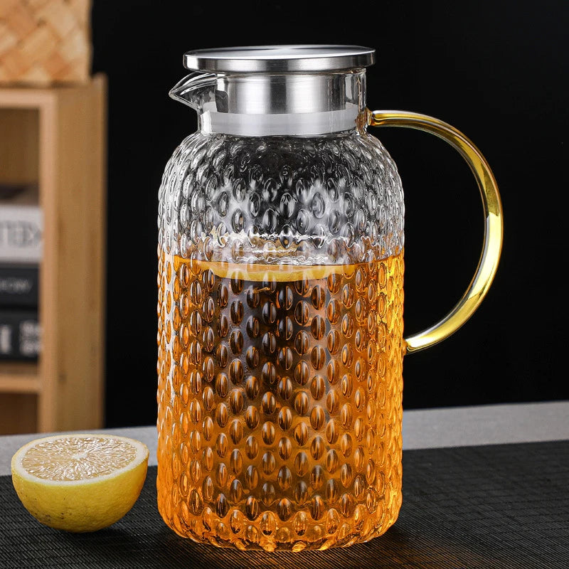 Hxglass High Borosilicate Glass Hot Water Kettle 1800ml Large clear Amber Smoot Milk Juice Jug Camping Kettle Teekanne Glas