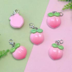 Pink Peach Flat Resin Charms Pendant for Jewelry Making Accessories DIY Earrings Necklace Keychain Decoration