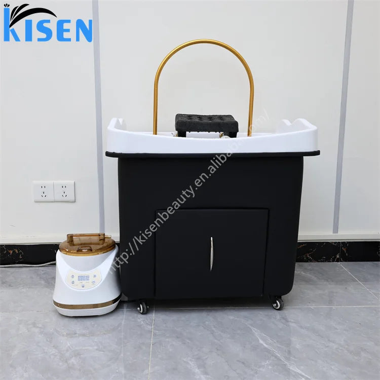 KISEN Modern Portable Head Spa Plumbing Bowl Shampoo Sink Hair Washing Head Spa Shampoo Basin for Hair Salon Equipment