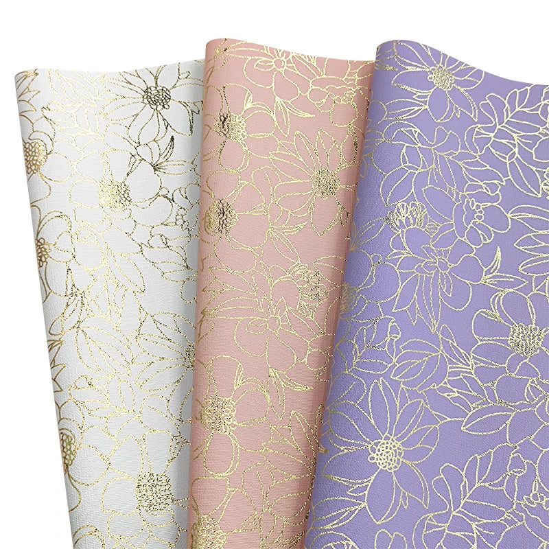 Wholesale Rainbow Plaid Floral Foil Stamping Pattern Faux Leather for Making Bag Accessories Bag