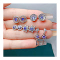 Custom Fashion Natural Tanzanite Gold-Plated Huggie Hoop Tassel Earrings for Women for Anniversary Party Gift