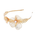 European Vintage Style Baroque Rose & Gold Plated Metal Hairband Tiara Wedding Hairband for Women