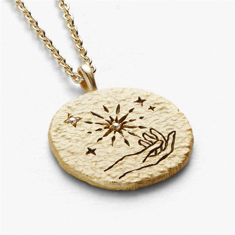 Vintage Necklace Cz Zircon Round Cion Dangle Charm Necklaces Jewelry
