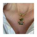 New Design 18K Gold Stainless Steel Cubic Zircon Love Letter Necklace Engraved Letter Heart Red Zircon Envelope Necklace