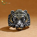 Fatingna Hip Hop Stainless Steel Jewelry Male Sterling Silver Single Domineering Tiger Head Opening Finger Ring for Men