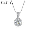 CZCITY Gra Moissanite Jewelry Custom Rhodium White Gold Plated Diamond Woman Carat Certificate Chain Pendant Necklace MegaBDM