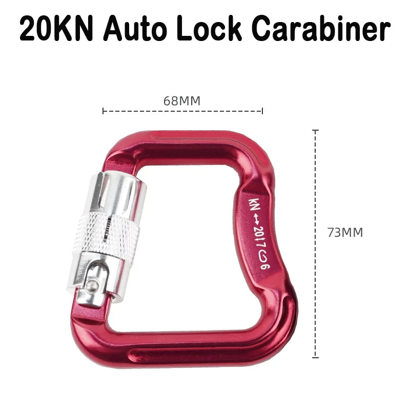 Heavy Duty High-quality Aluminum Magnesium Alloy 20KN Auto Lock Carabiner for Paragliding and Climbing