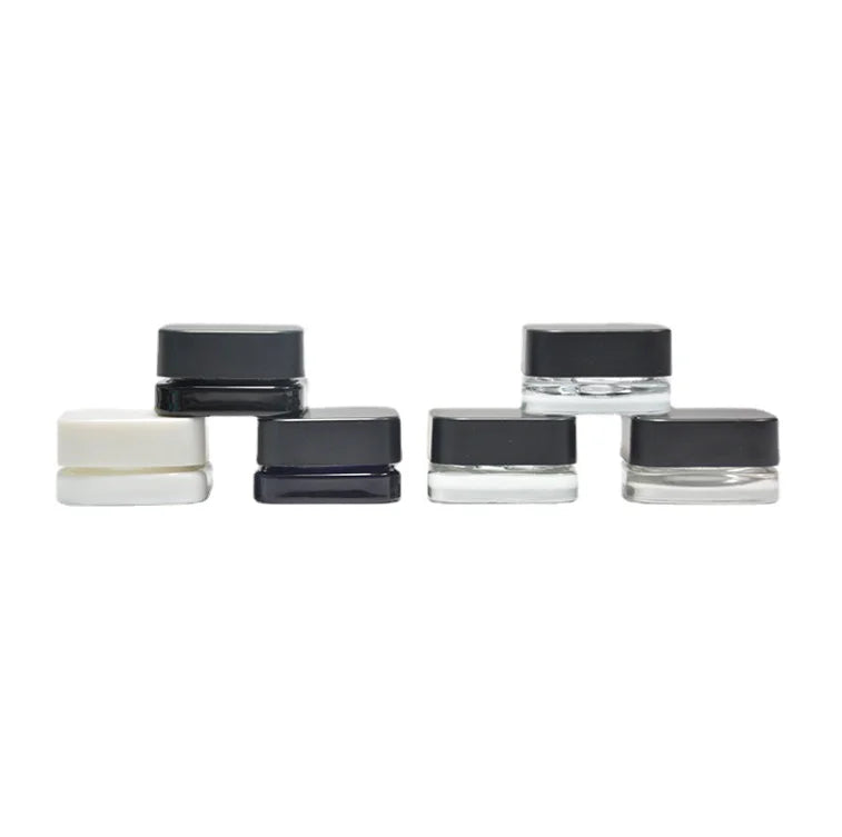 5ml 7ml 9ml Child Proof Square Lip Balm Airtight Dual Compartment Glass Jar for Oil Storaging