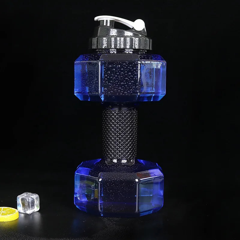 Wholesale BPA Free Running Sport Gym Fitness Dumble Plastic Dumbbell Shaped Water Bottle 2.2L