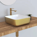 European Market Hot Sale Modern Hand Painted Gold Color Ceramic Bathroom Sink Vessel Basin with Smooth Surface