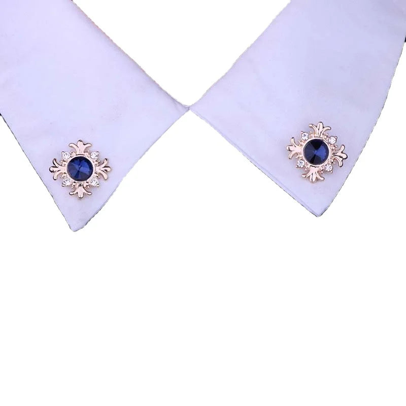 Retro Crystal Rhinestones Brooches Men's Gift Corsage Ladies Shirt Diamond Cross Gold Plated Small Collar Brooch Lapel Pin