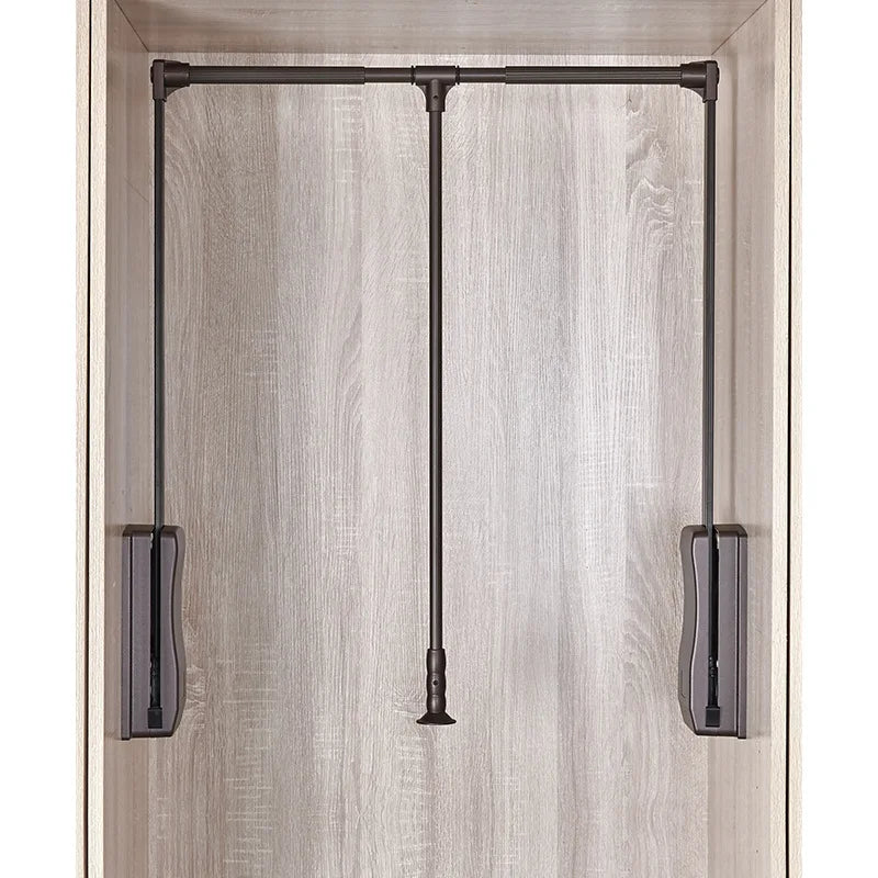One-stop Soft Close Aluminum Wardrobe Lift Pull Hanging Clothes Rack Modern Design Extendable Feature for Home Bedroom Furniture