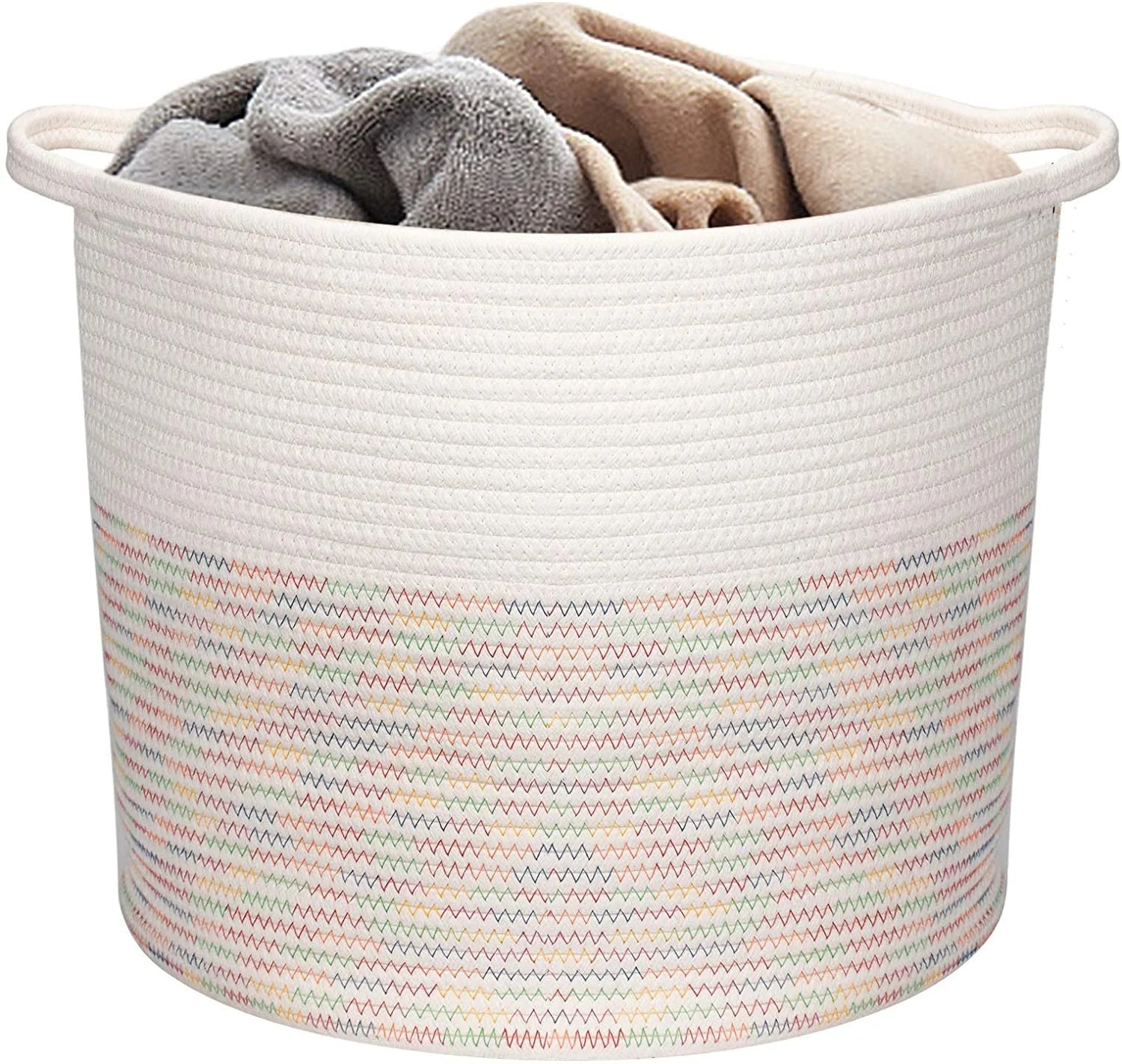 Direct Selling Nordic Cotton Linen Fabric Storage Box Circle Desktop Organizer for Clothes Sundries Toys Foldable Storage Basket